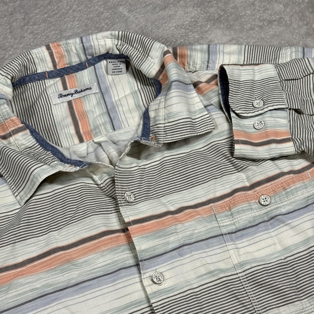 Tommy Bahama Shirt Mens 3XL Striped Long Sleeve Button Up Tencel Casual